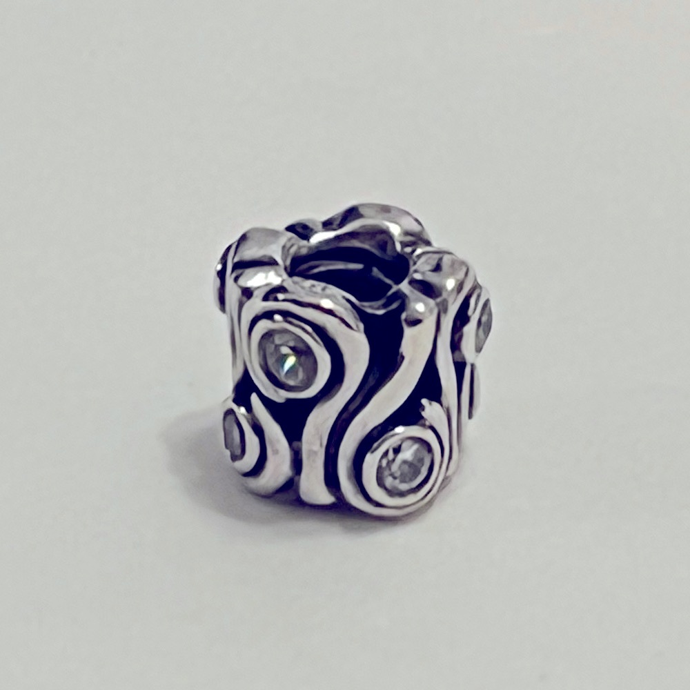 Retired Pandora Ocean Wave Charm with Clear CZ